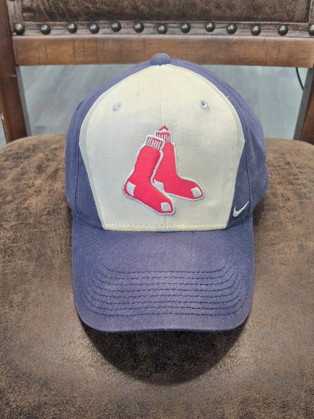 Vintage Y2K Nike Boston Red Sox Sock Logo Swoosh Flex Fitted Hat Cap OSFA #646